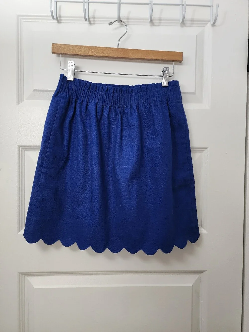 J.Crew Scalloped Hem Blue Linen Blend Women’s Mini Skirt Size 2 - Picture 2 of 7